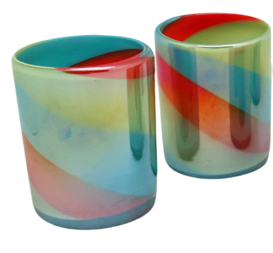 Eye4Art Mexican Glasses, Hand Blown, Tropical Tricolor (Set of 4)