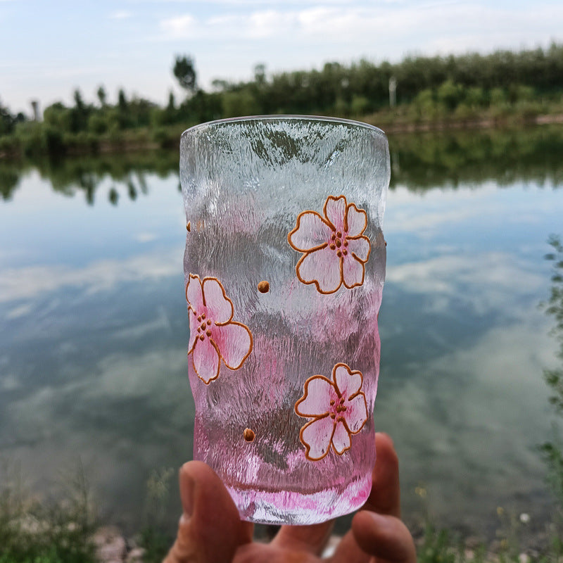 Hand-Painted Hammered Crystal Glass in One of Four Flower Patterns