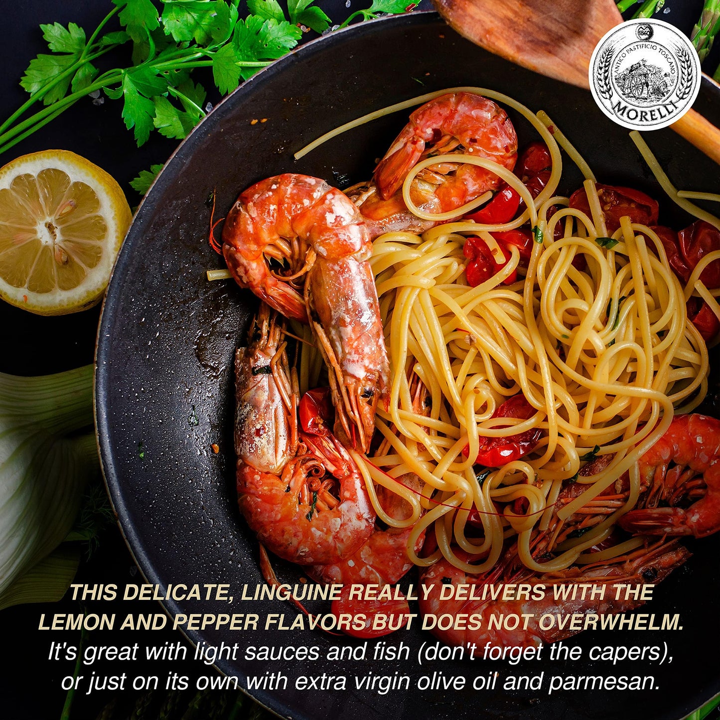 Morelli Gourmet Pasta Italian Gift Basket From Italy - Tricolor Pasta Linguine Set - Red Chili, Garlic & Basil, and Lemon Pasta - Tricolored Organic Pasta from Italy, Made in Italy (3x 8.8 Oz.)