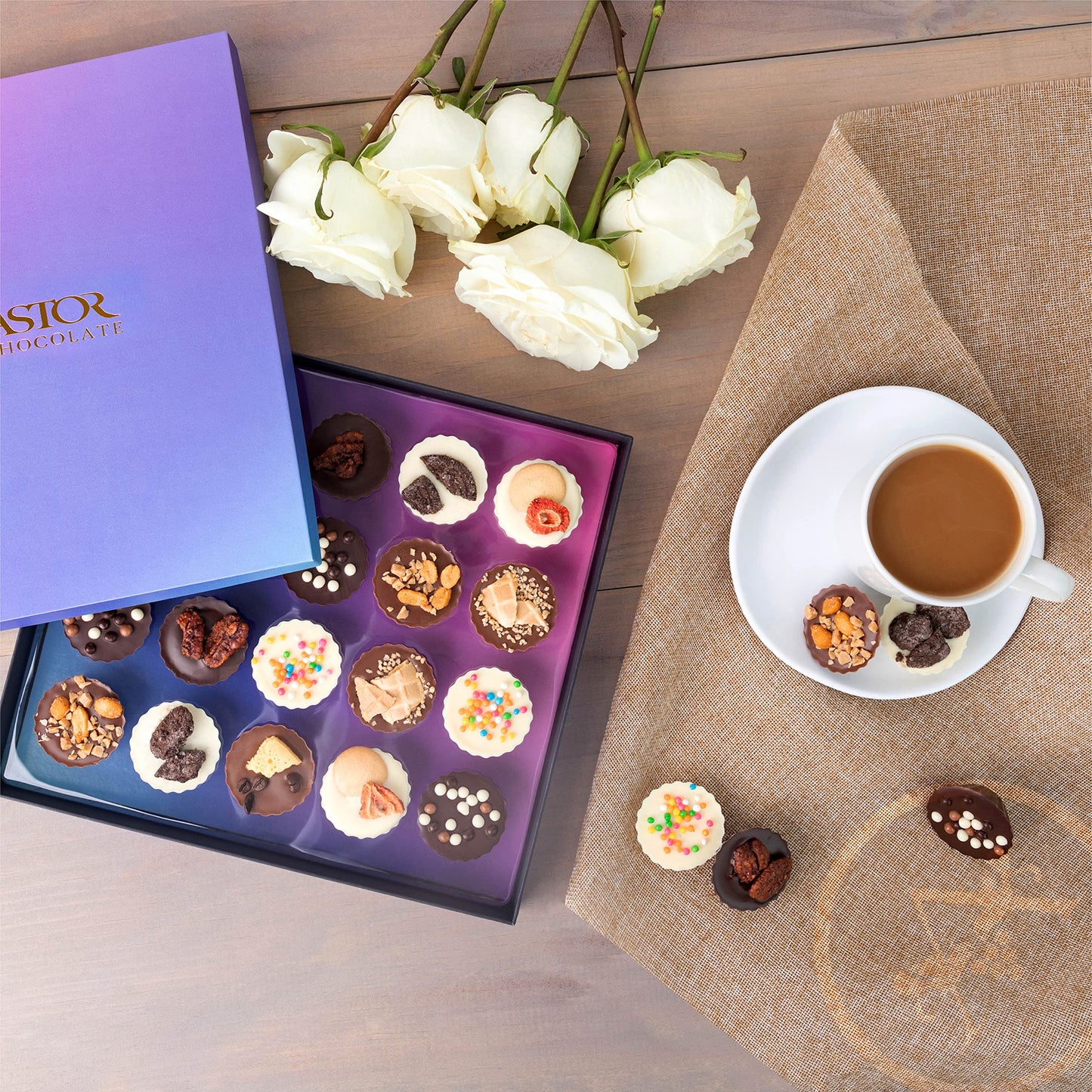 Gourmet Gift Box for Her and Him, 20 Fancy Belgian Truffles, 8 Unique Flavors, Dessert Candy Gift Basket