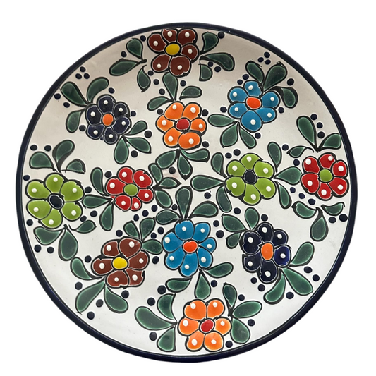 Mix and Match 11 1/2-Inch Talavera Plates - Hand-Painted Mexican Pottery - Choose Your Unique Designs (Flowers)