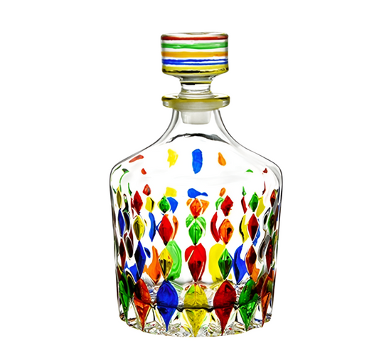 Colorful Handpainted Spirits or Wine Decanter Bottle