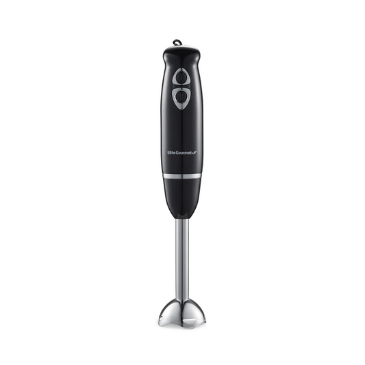 Elite Gourmet EHB1015 Immersion Hand Blender 500 Watts 2 Speed Mixing with Stainless Steel Blades, Detachable Wand Stick Mixer, Smoothies, Baby Food, Soup, Black
