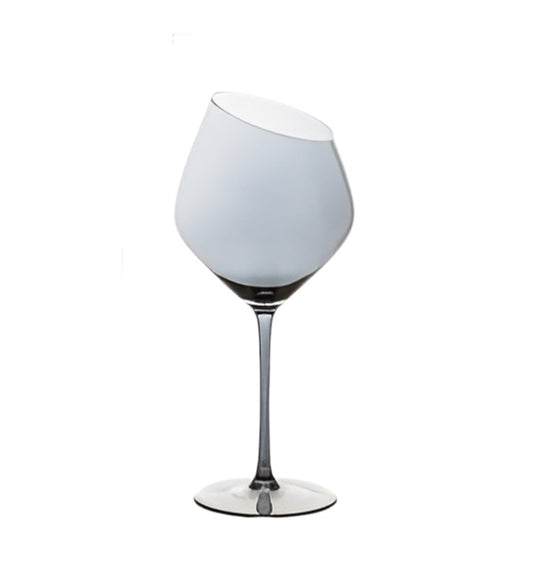 Smoky Grey or Amber Wine Glass with Oblique Mouth