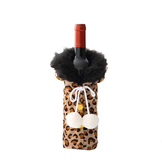 Leopard Wine Bottle Cover Set for Christmas or Anytime
