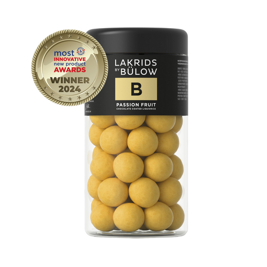 LAKRIDS BY BÜLOW - B - Passion Fruit - 10.4 Oz. - Chocolate Coated Gourmet Licorice - Authentic Scandinavian Candy Produced in Denmark