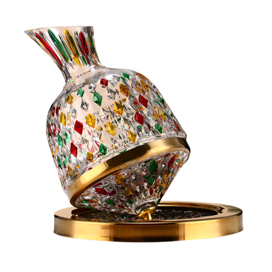 Hand-Painted Rotating Wine Decanter – Creative Gold-Painted Gyro Tumbler