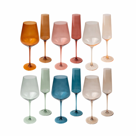 Saludi Colored Wine Glasses & Matching Champagne Flutes (as featured on Bachelor in Paradise)