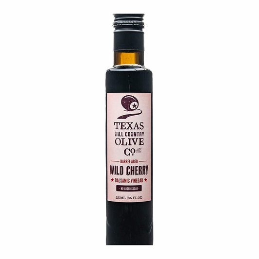 Wild Cherry Balsamic Vinegar - Gourmet Barrel-Aged Infused Balsamic Vinegar - Great for Dressing, Dipping, Glazing - No Artificial Flavors or Added Sugar - Made in Texas (8.5 oz.)