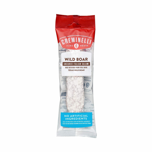 Creminelli Wild Boar Salami, (1 count, 5.5 oz.), No Added Nitrates or Nitrites, No Artificial Ingredients, Gluten Free, Keto and Paleo Friendly Snacks, 44g Protein Per Package, 0g Sugar**