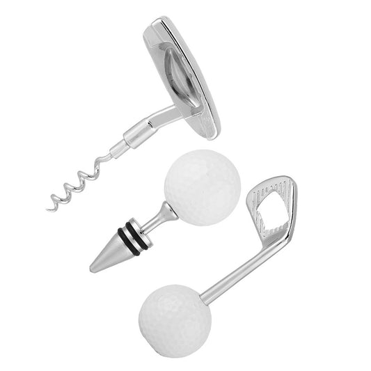 For That Golfer You Love! Golf-Shaped Wine Corkscrew and Beer Bottle Opener Set