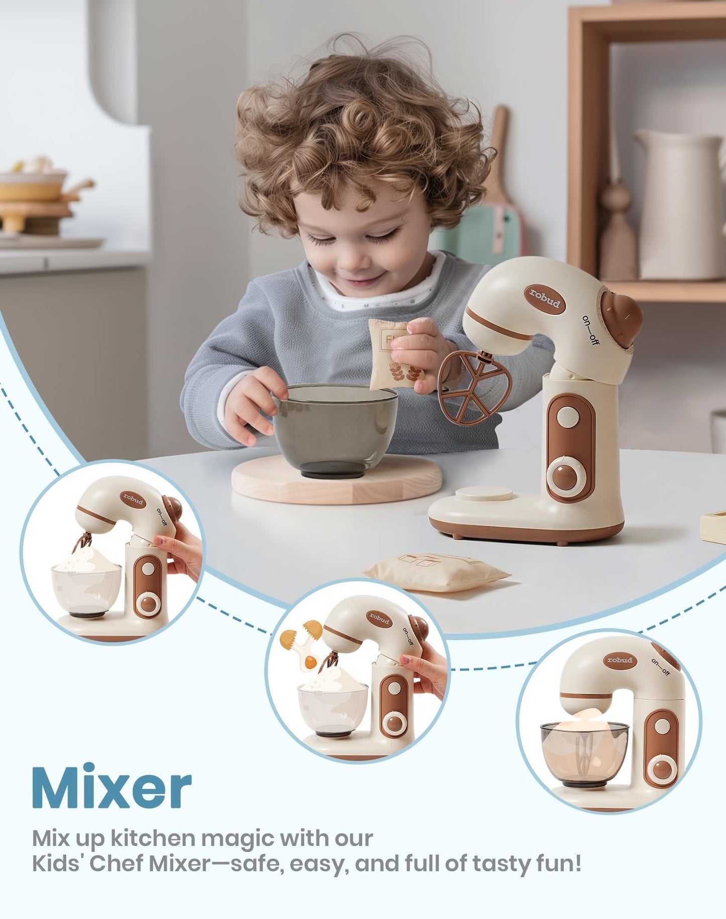 Wooden Pretend Play Kitchen Playset Food Set with Bread Maker and Juicer