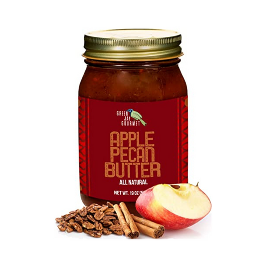Green Jay Gourmet Apple Pecan Butter - All-Natural, Gluten-Free Fruit Spread - Pecan Apple Butter with Cinnamon - Gourmet Fruit Butter - No Corn Syrup, Preservatives or Trans-Fats - 19 Oz.