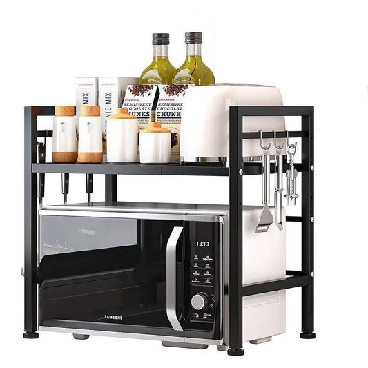 Practical Black Kitchen Storage Rack with 6 Hooks