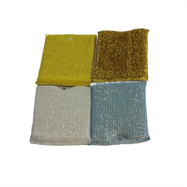 Elegant Four-Piece Silver and Gold-Tone Scrubbing Sponges